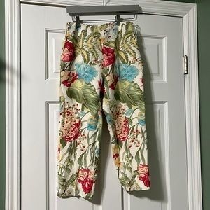 Vintage Jones New York Country Petite cropped floral pant linen blend spring